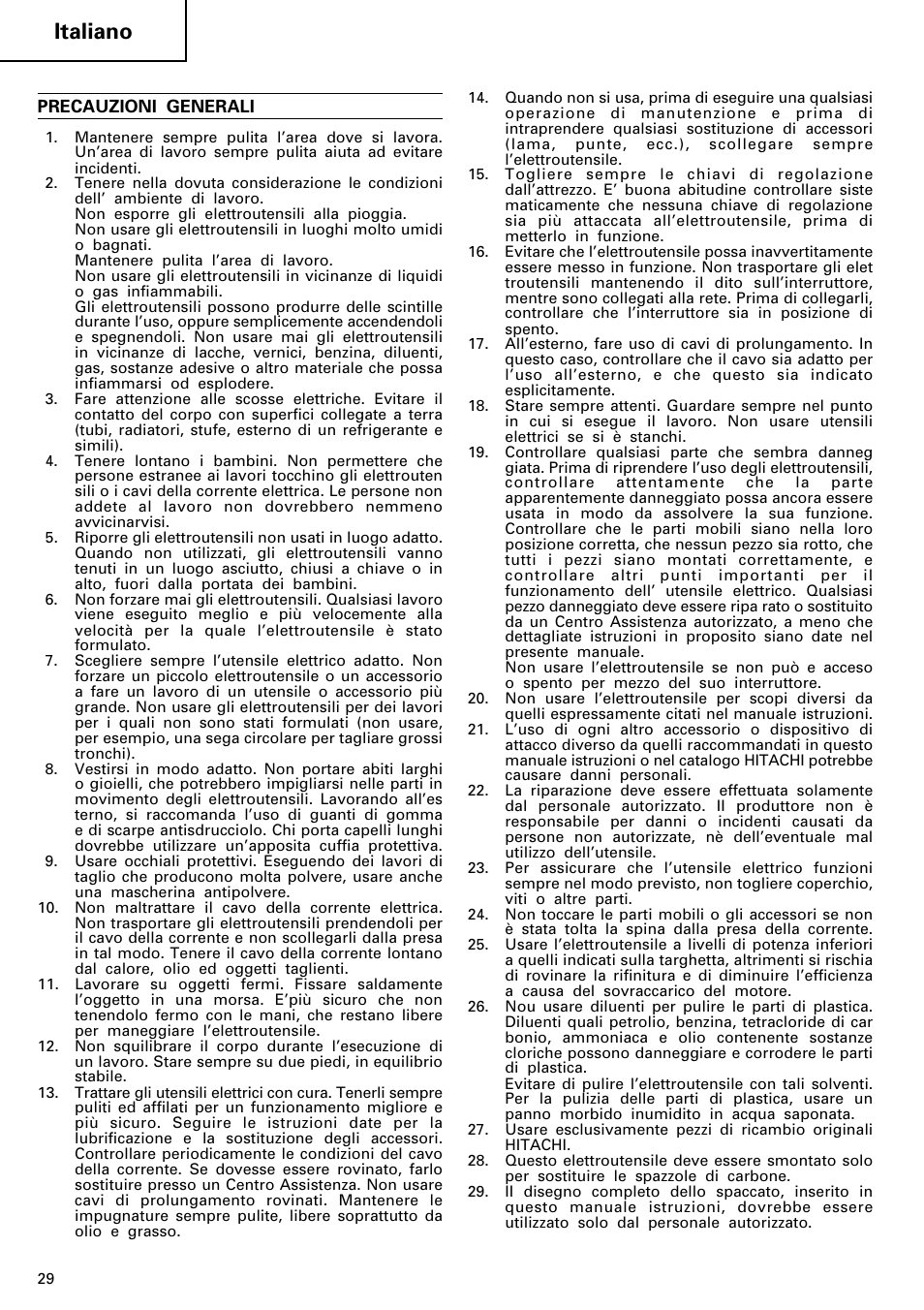 Italiano | Hitachi 24PD User Manual | Page 30 / 58