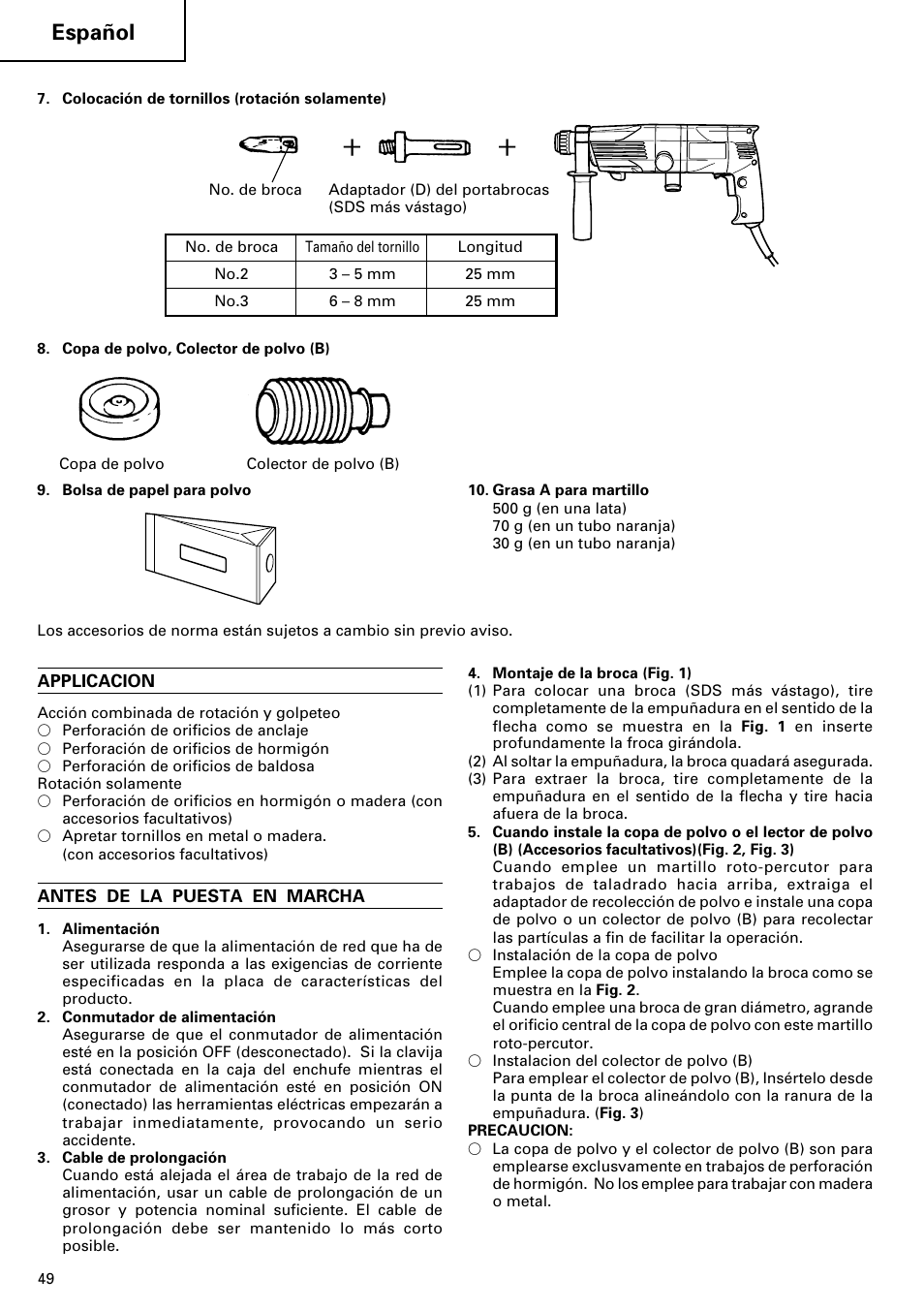 Español | Hitachi 24PD User Manual | Page 50 / 58