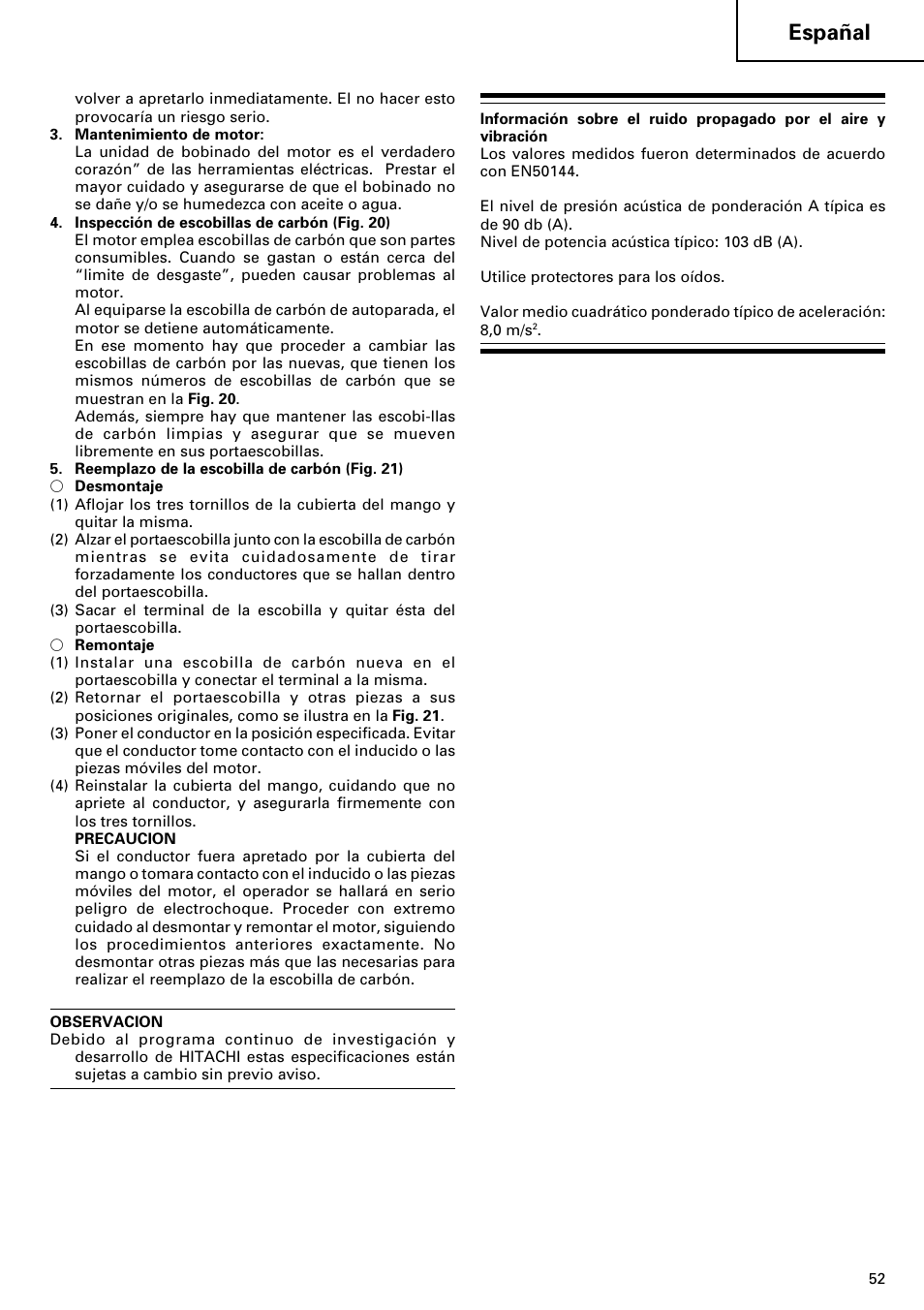 Españal | Hitachi 24PD User Manual | Page 53 / 58