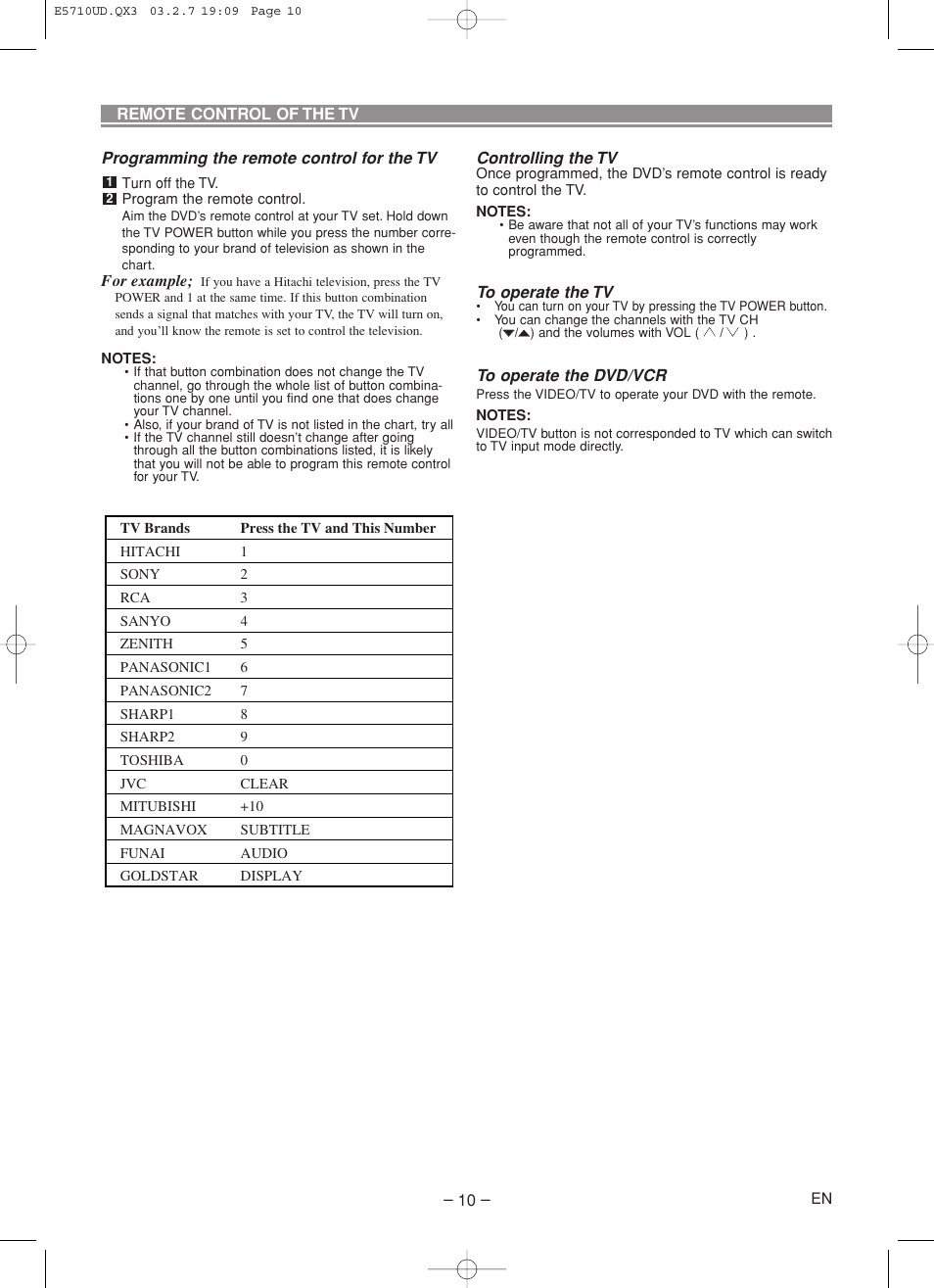 Hitachi DVP735U User Manual | Page 10 / 20