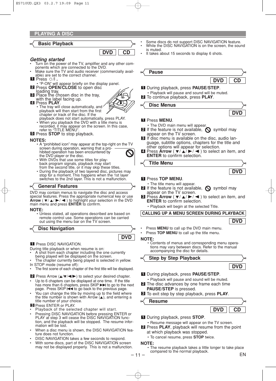 Cd dvd | Hitachi DVP735U User Manual | Page 11 / 20