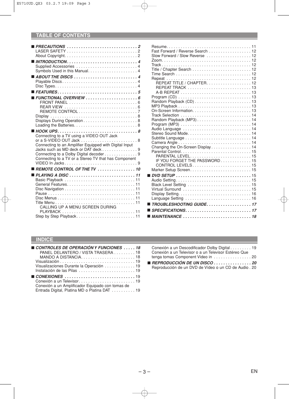 Hitachi DVP735U User Manual | Page 3 / 20