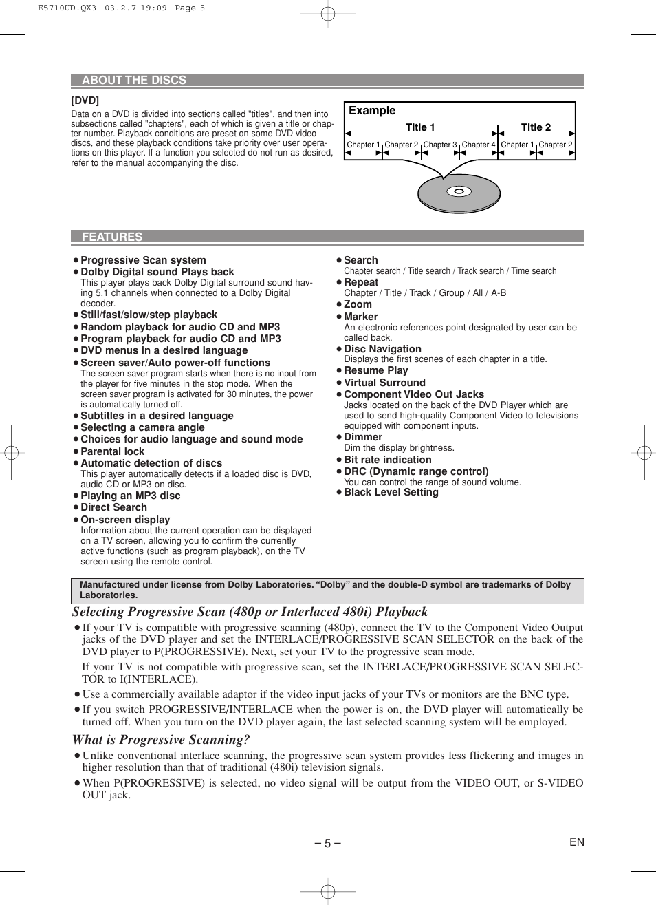 What is progressive scanning | Hitachi DVP735U User Manual | Page 5 / 20