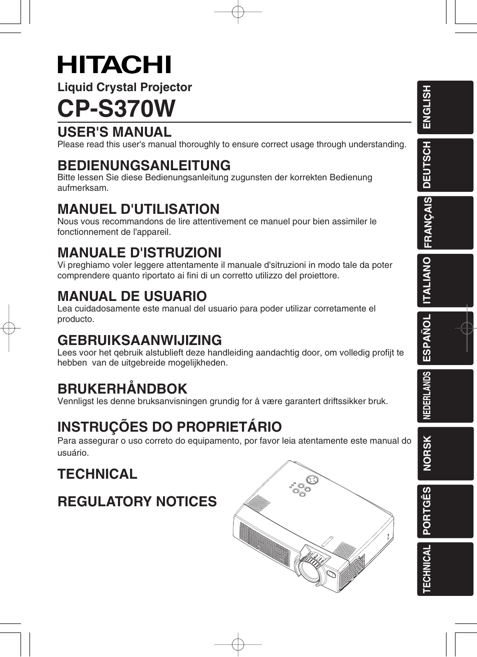 Hitachi CP-S370W User Manual | 39 pages