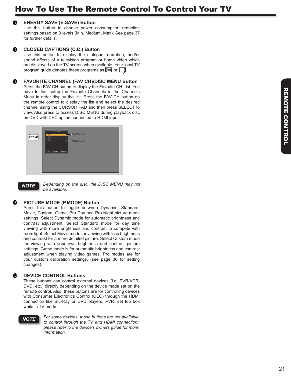 How to use the remote control to control your tv, 21 remo te contr ol | Hitachi LE46S704 User Manual | Page 21 / 60