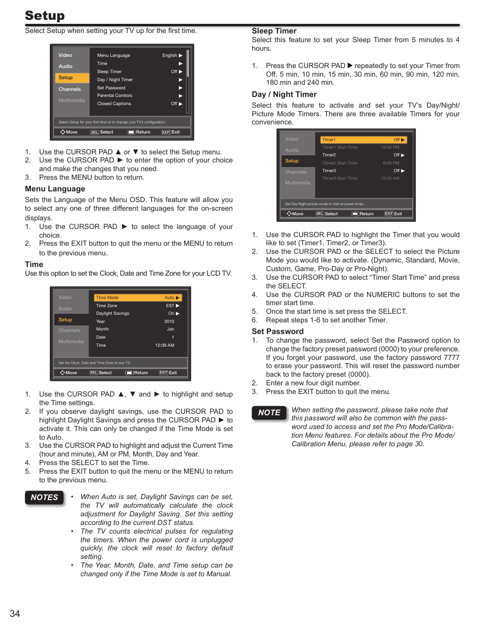 Setup | Hitachi LE46S704 User Manual | Page 34 / 60