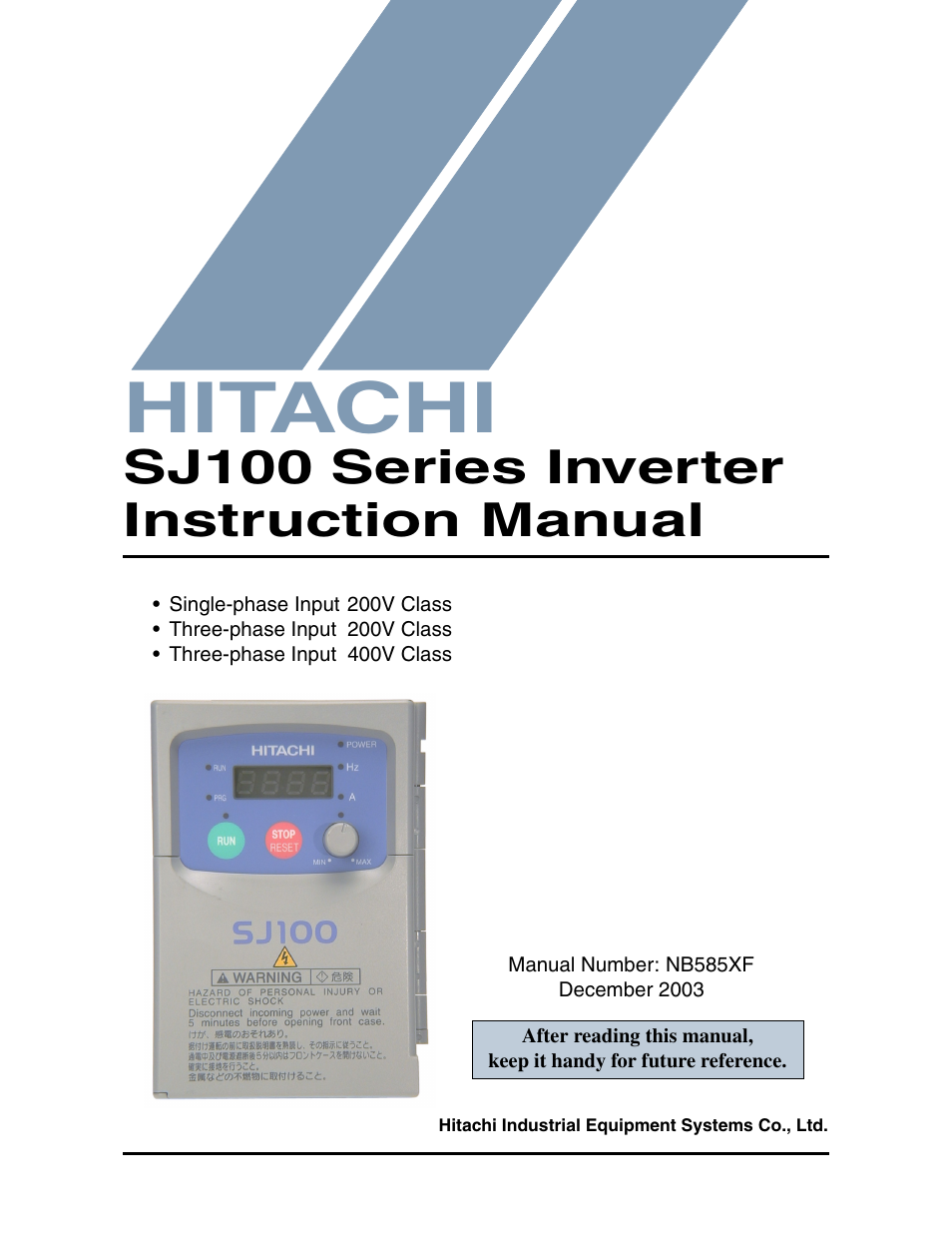 Hitachi SJ100 User Manual | 214 pages