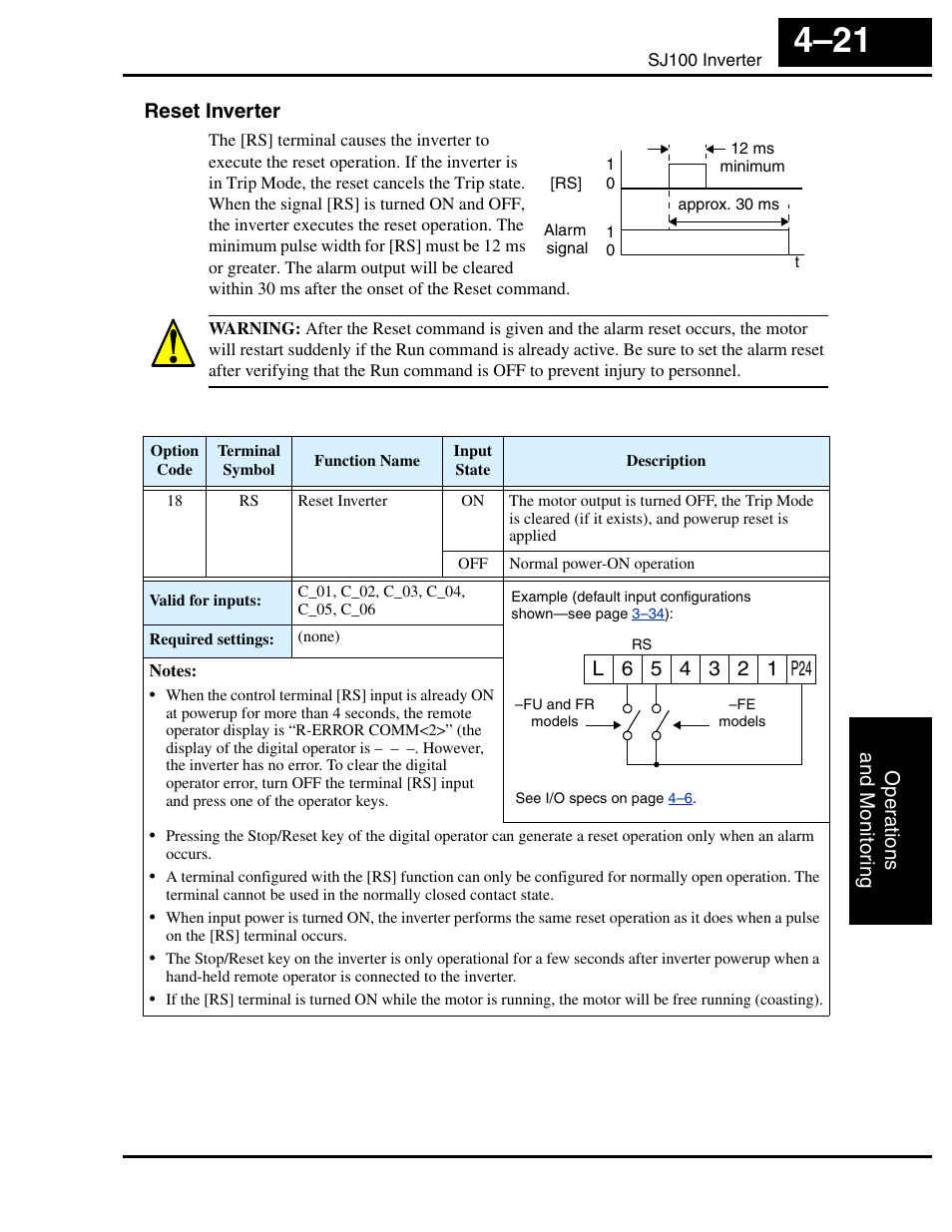 Reset inverter | Hitachi SJ100 User Manual | Page 138 / 214