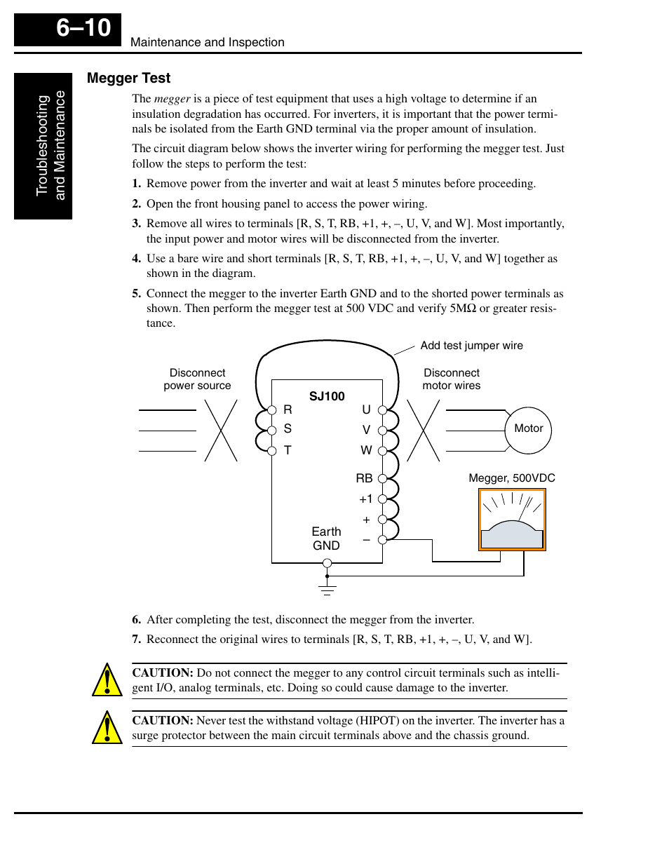 Megger test | Hitachi SJ100 User Manual | Page 179 / 214