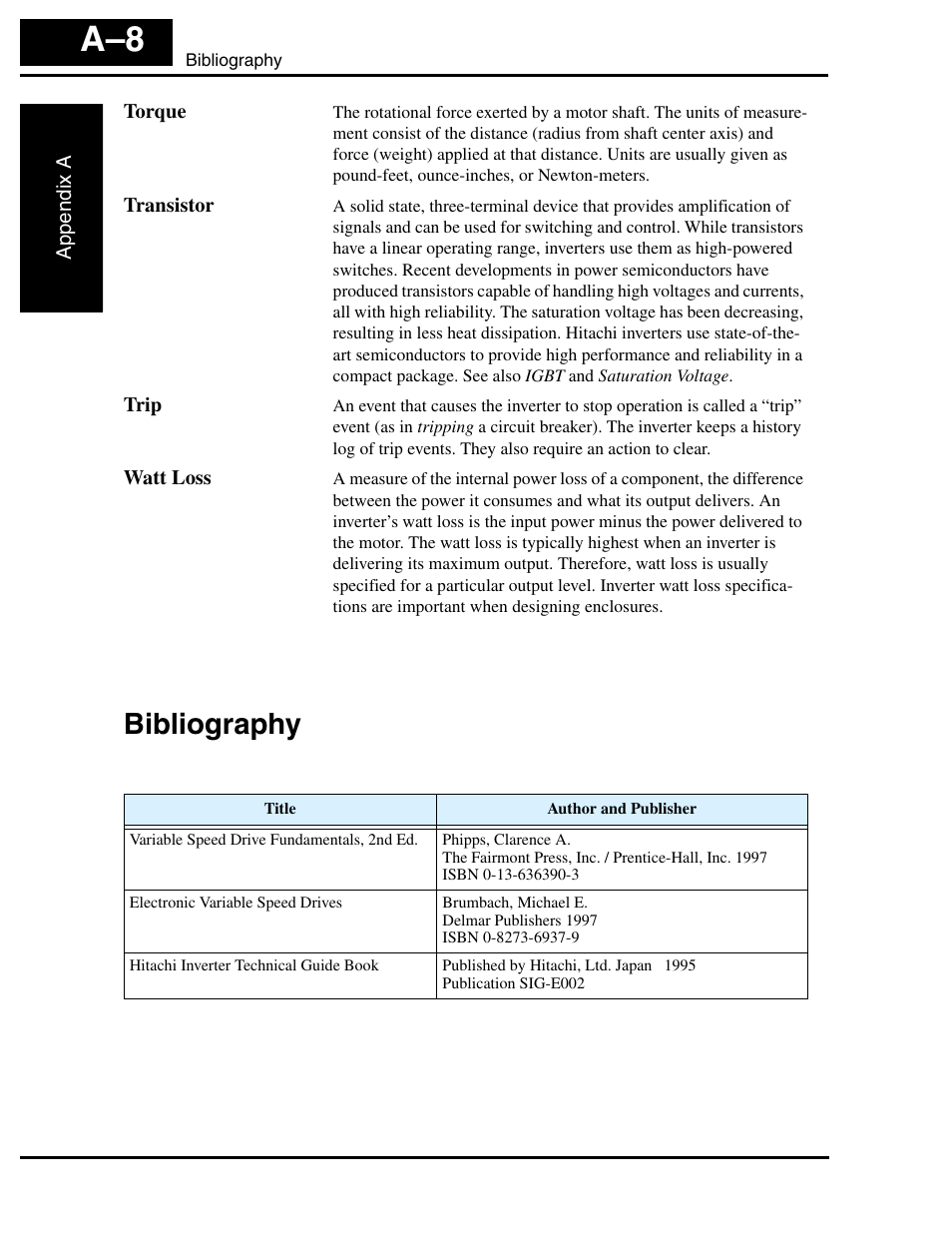 Bibliography, Bibliography a–8 | Hitachi SJ100 User Manual | Page 193 / 214