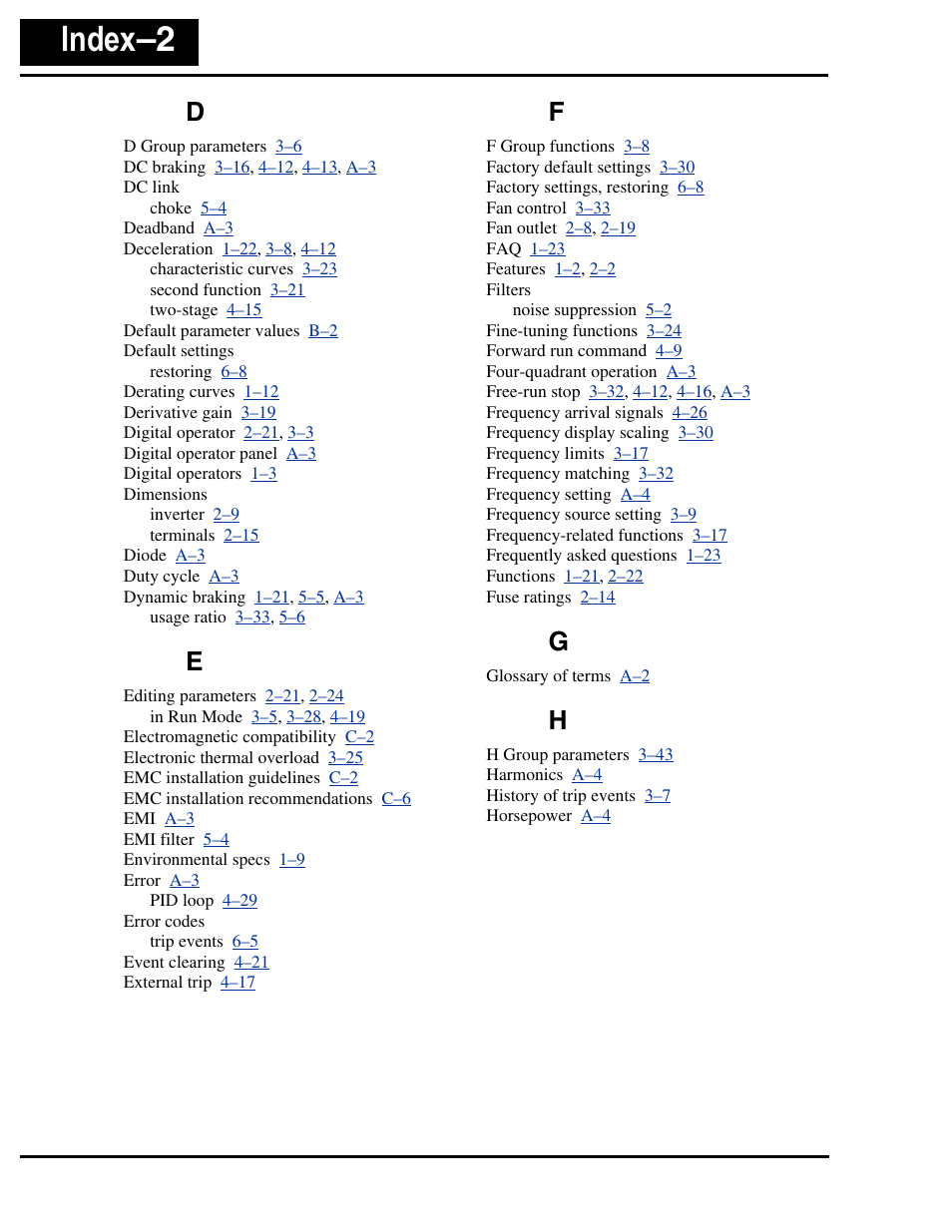 Index–2 | Hitachi SJ100 User Manual | Page 211 / 214