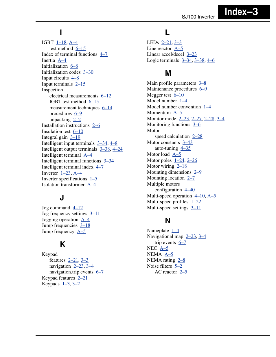 Index–3 | Hitachi SJ100 User Manual | Page 212 / 214