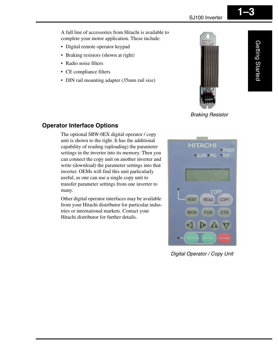 Operator interface options | Hitachi SJ100 User Manual | Page 22 / 214