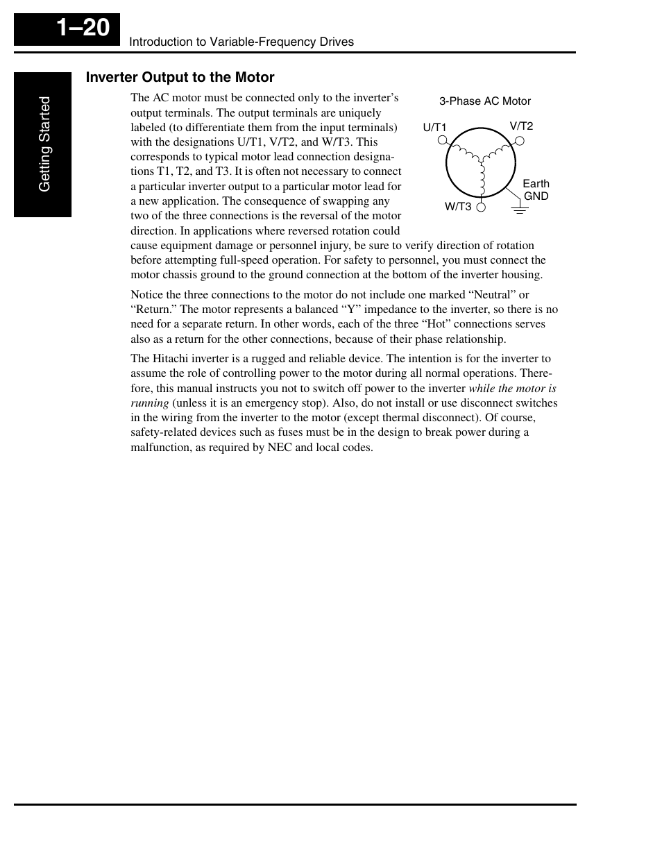 Inverter output to the motor | Hitachi SJ100 User Manual | Page 39 / 214