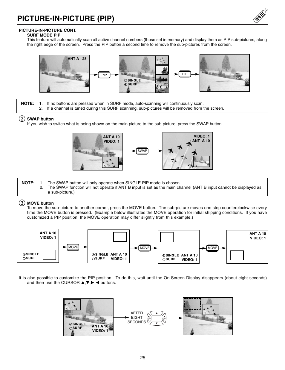 Picture-in-picture (pip) | Hitachi 60UX57B User Manual | Page 25 / 64