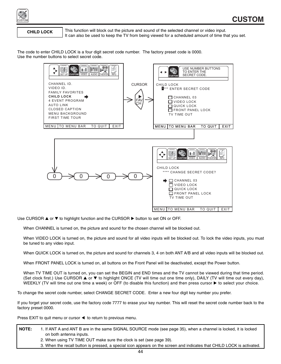 Custom | Hitachi 60UX57B User Manual | Page 44 / 64