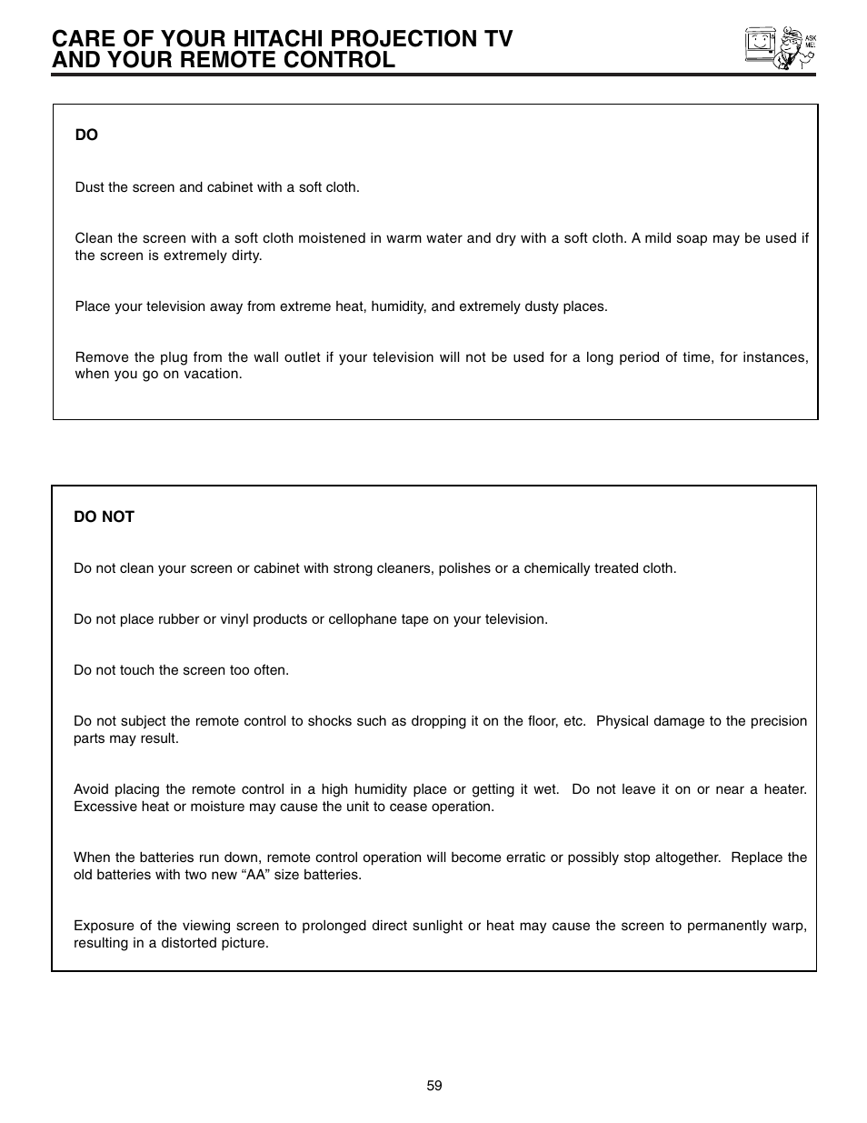 Hitachi 60UX57B User Manual | Page 59 / 64