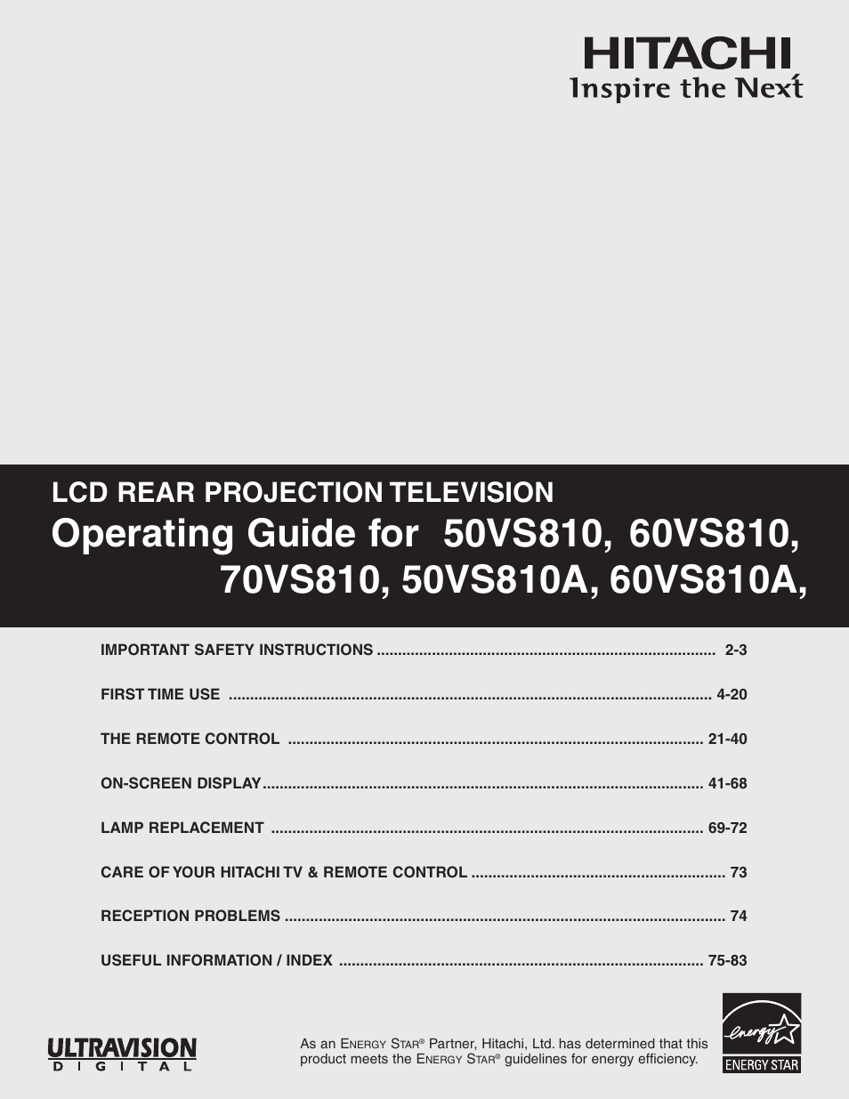 Hitachi 70VS810 User Manual | 84 pages