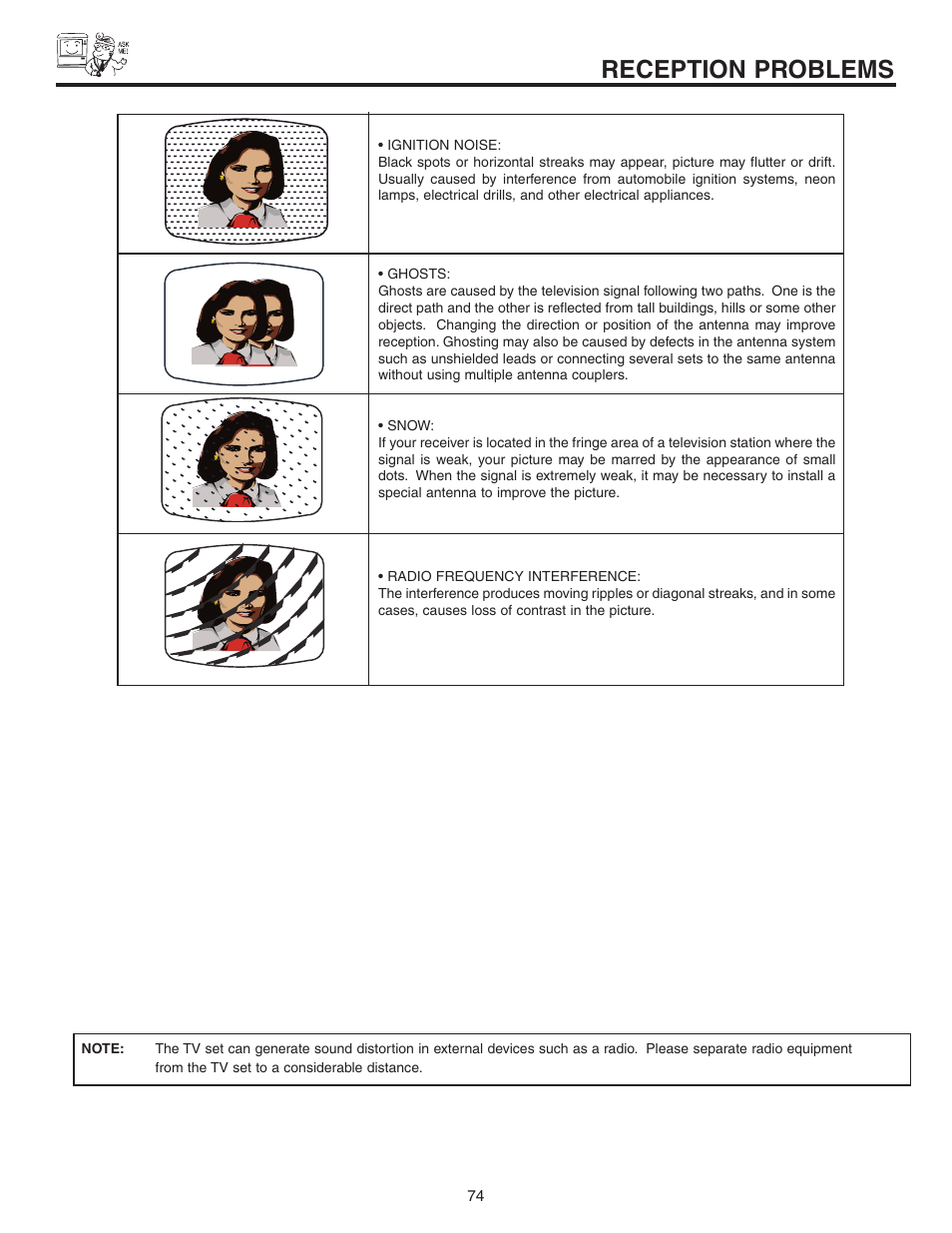 Reception problems | Hitachi 70VS810 User Manual | Page 74 / 84