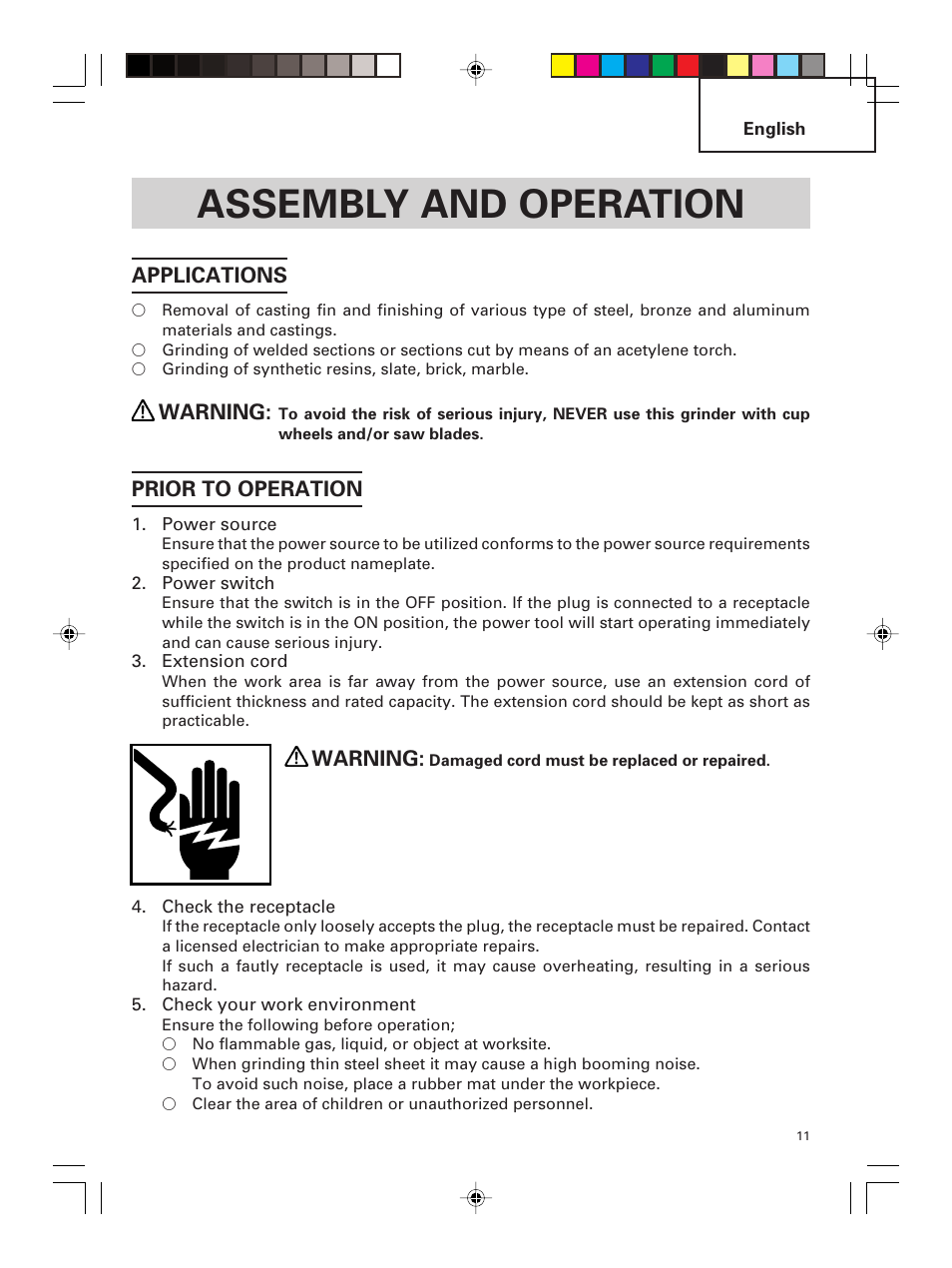 Assembly and operation | Hitachi G 23MR User Manual | Page 11 / 52