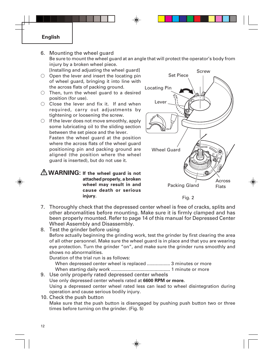 Warning | Hitachi G 23MR User Manual | Page 12 / 52
