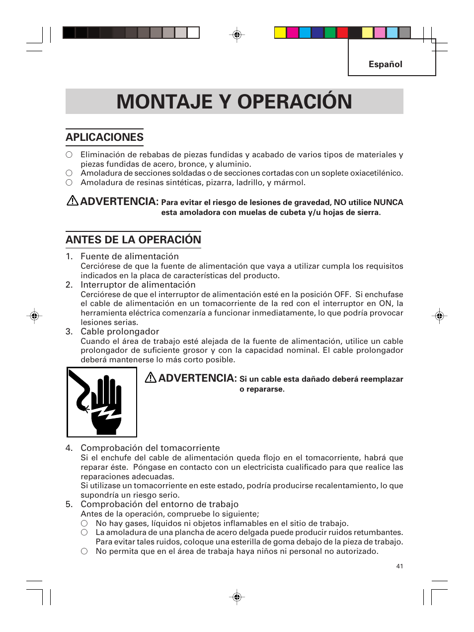 Montaje y operación | Hitachi G 23MR User Manual | Page 41 / 52