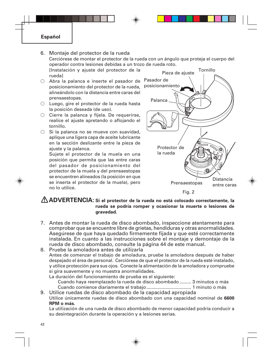 Advertencia | Hitachi G 23MR User Manual | Page 42 / 52