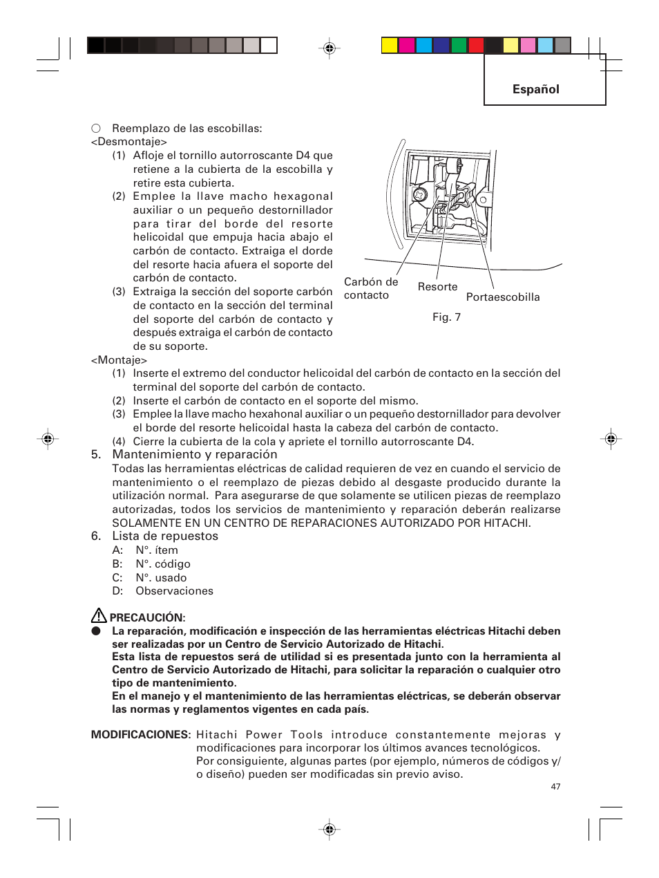 Hitachi G 23MR User Manual | Page 47 / 52