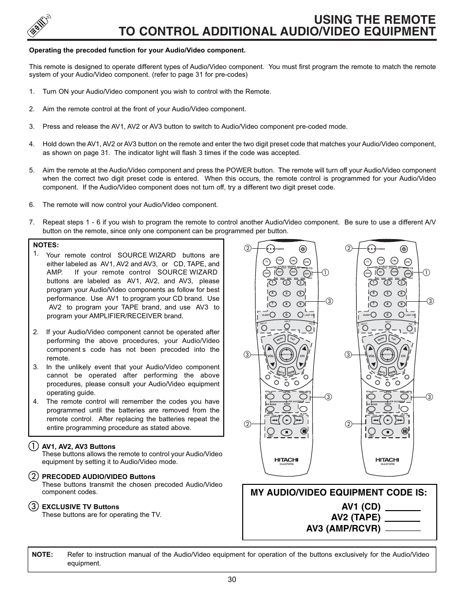 Hitachi 53SBX10B User Manual | Page 30 / 60