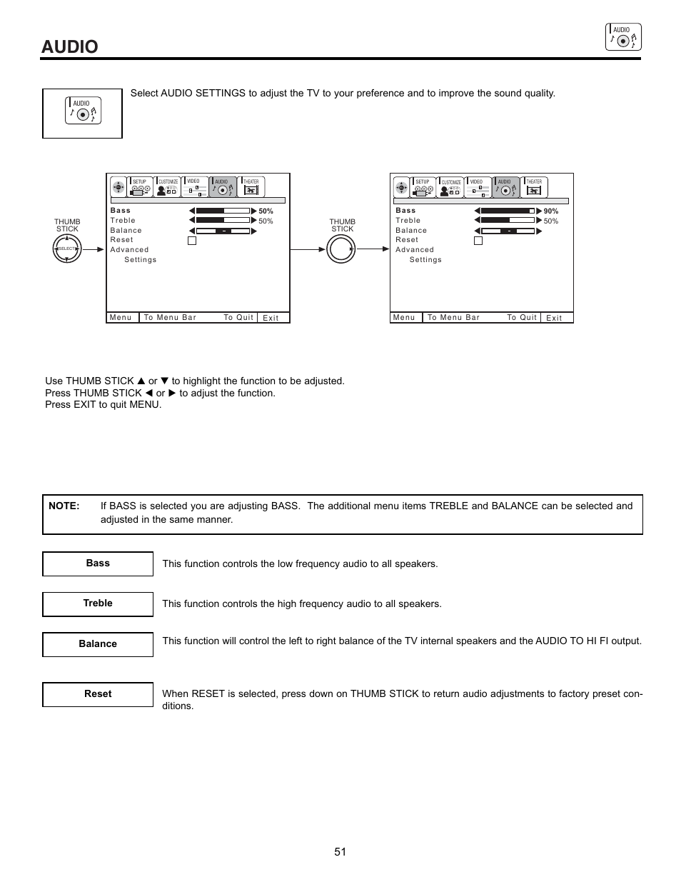 Audio | Hitachi 53SBX10B User Manual | Page 51 / 60