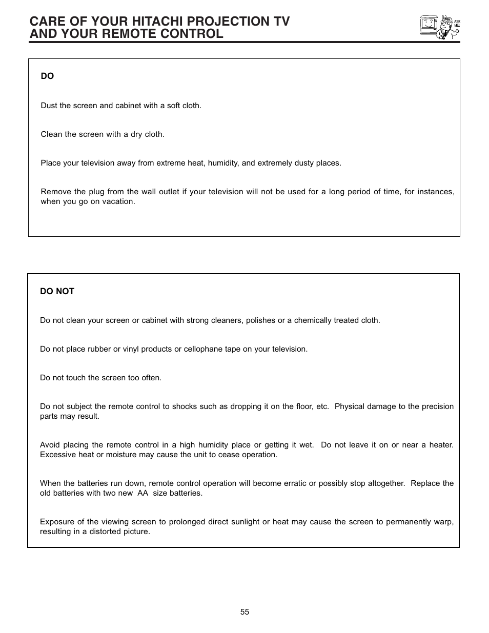 Hitachi 53SBX10B User Manual | Page 55 / 60