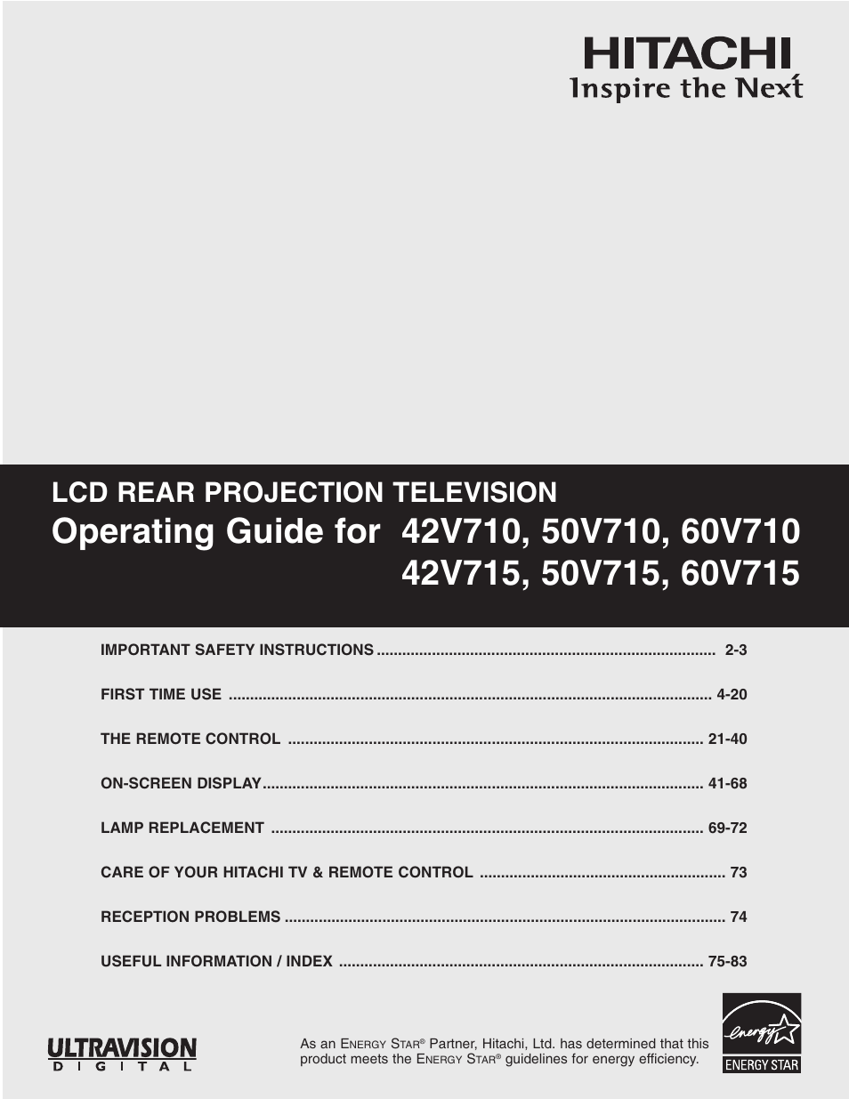 Hitachi 42V710 User Manual | 84 pages