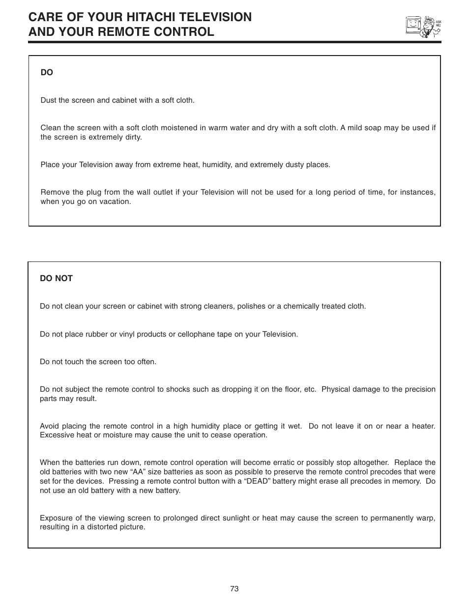 Hitachi 42V710 User Manual | Page 73 / 84