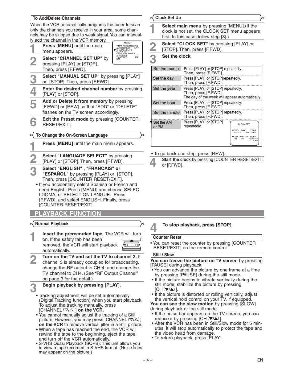 Hitachi VT-FX795A User Manual | Page 4 / 12