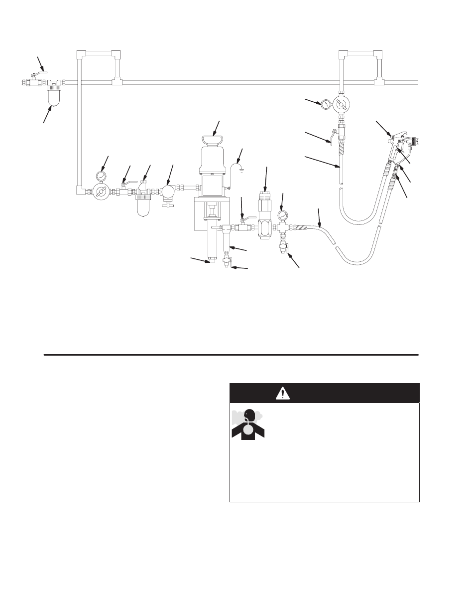 Installation, Warning, Typical installation | Ventilate the spray booth | Hitachi 308640 User Manual | Page 4 / 28