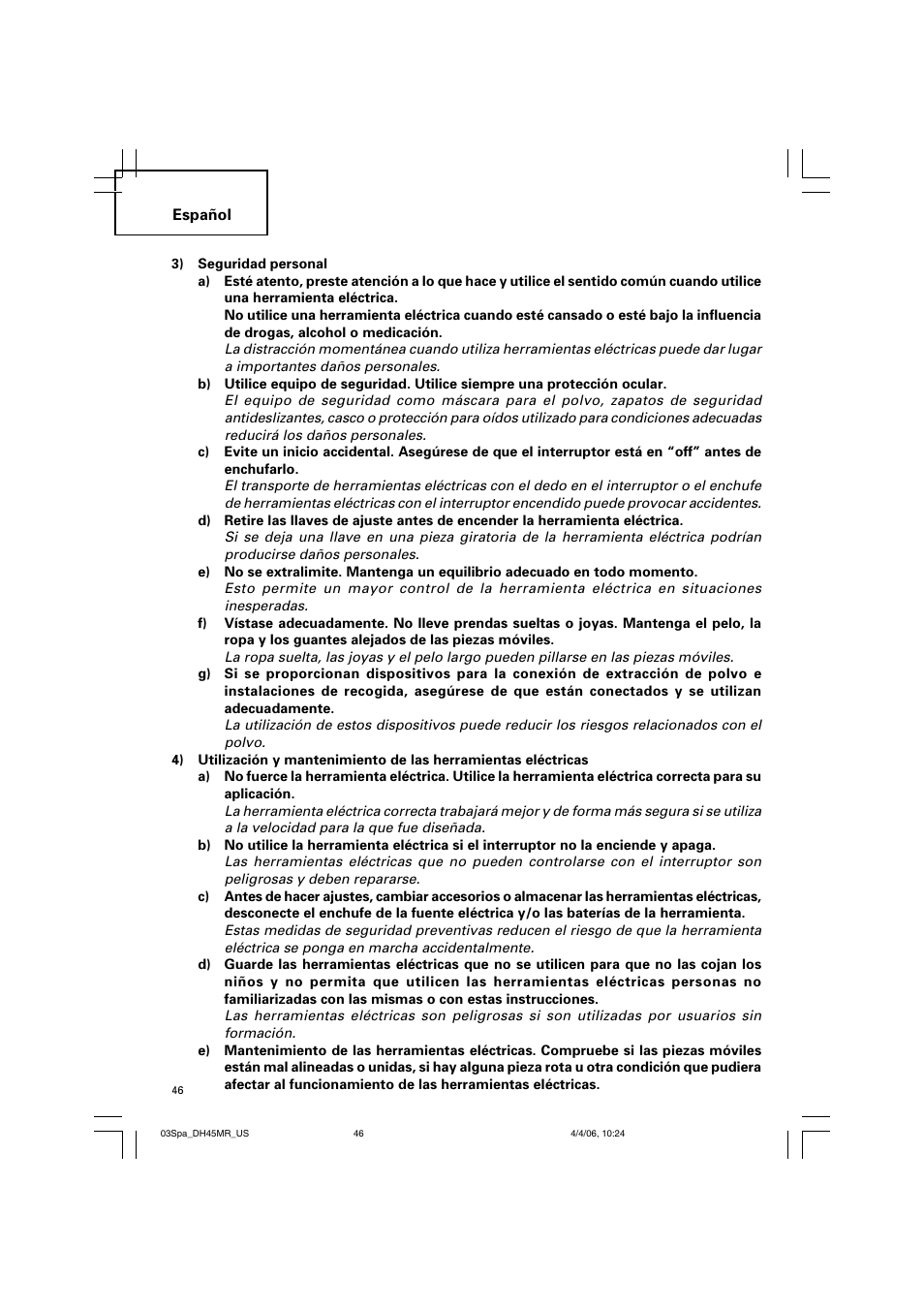 Hitachi DH 45MR User Manual | Page 46 / 68