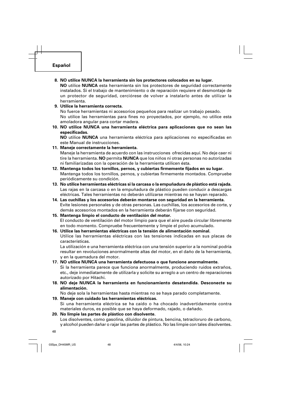 Hitachi DH 45MR User Manual | Page 48 / 68