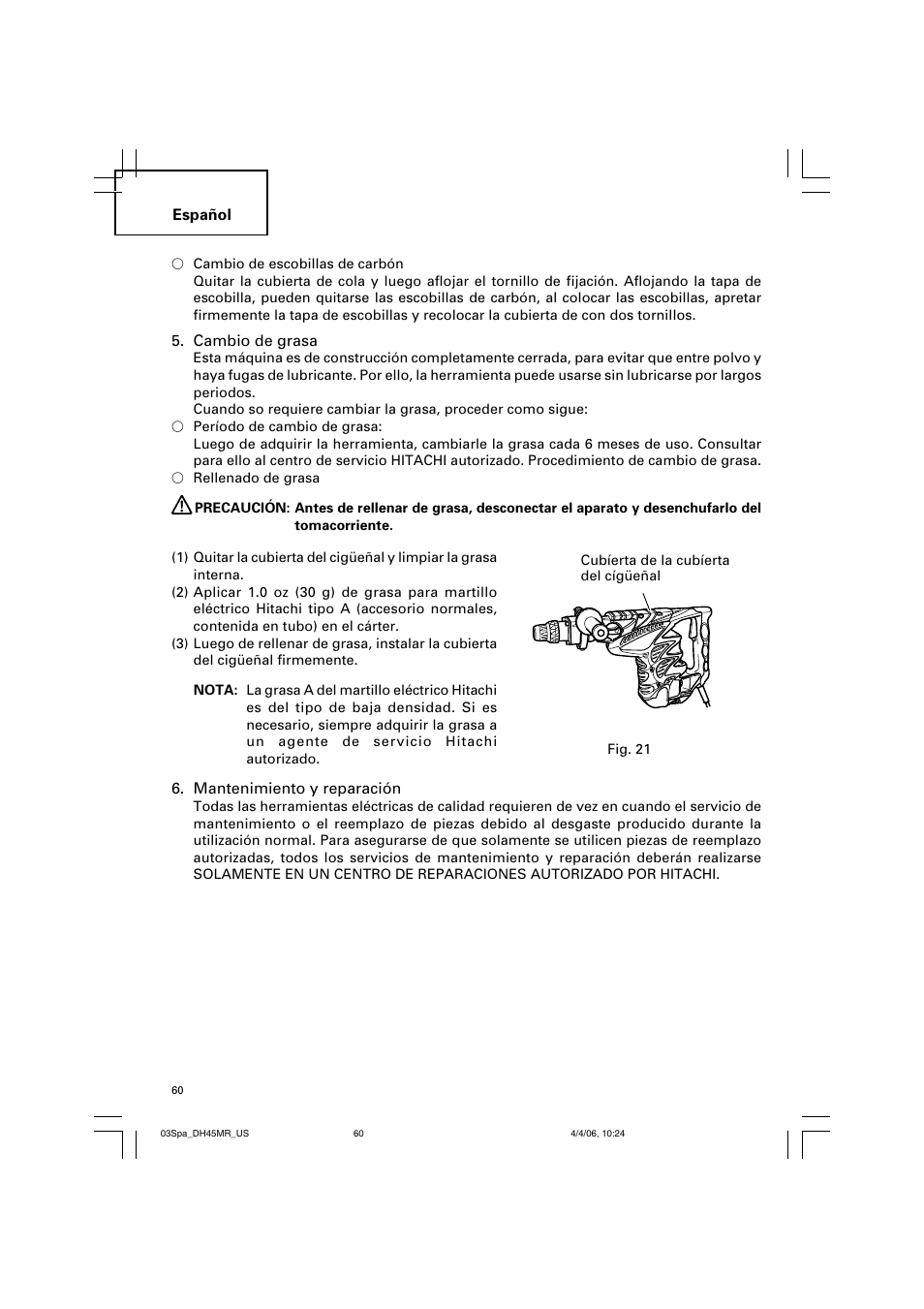 Hitachi DH 45MR User Manual | Page 60 / 68