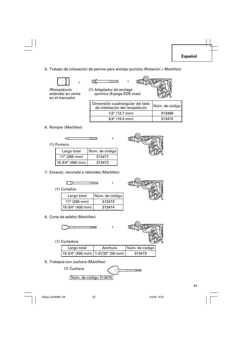 Hitachi DH 45MR User Manual | Page 63 / 68