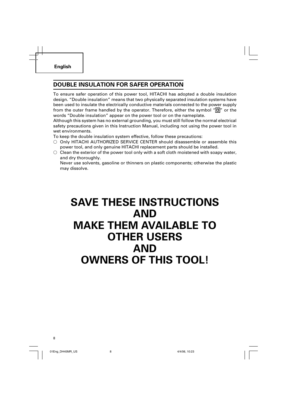 Hitachi DH 45MR User Manual | Page 8 / 68