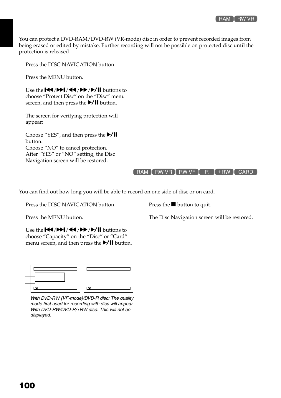 Protecting disc from writing (protect disc) | Hitachi DZ-GX3300A User Manual | Page 100 / 166