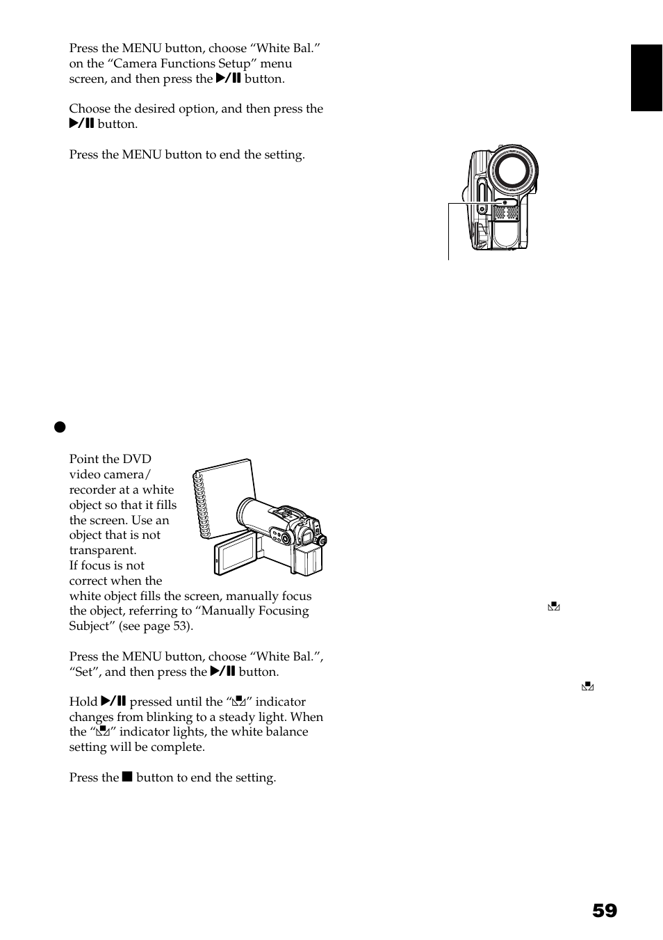 Setting white balance manually | Hitachi DZ-GX3300A User Manual | Page 59 / 166