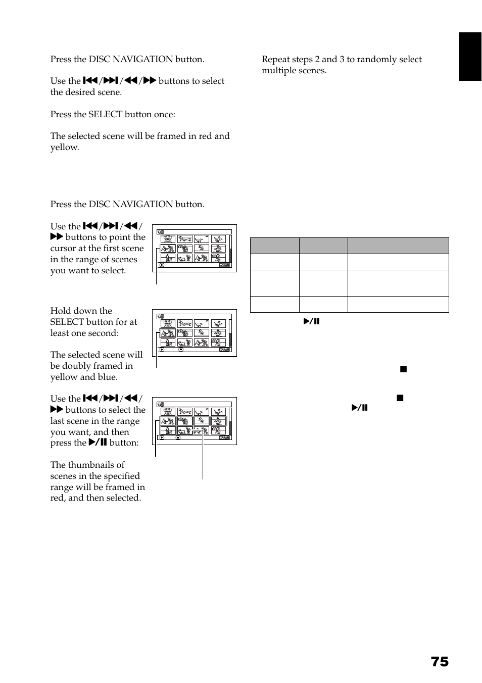 Selecting multiple scenes, Selecting consecutive scenes together | Hitachi DZ-GX3300A User Manual | Page 75 / 166
