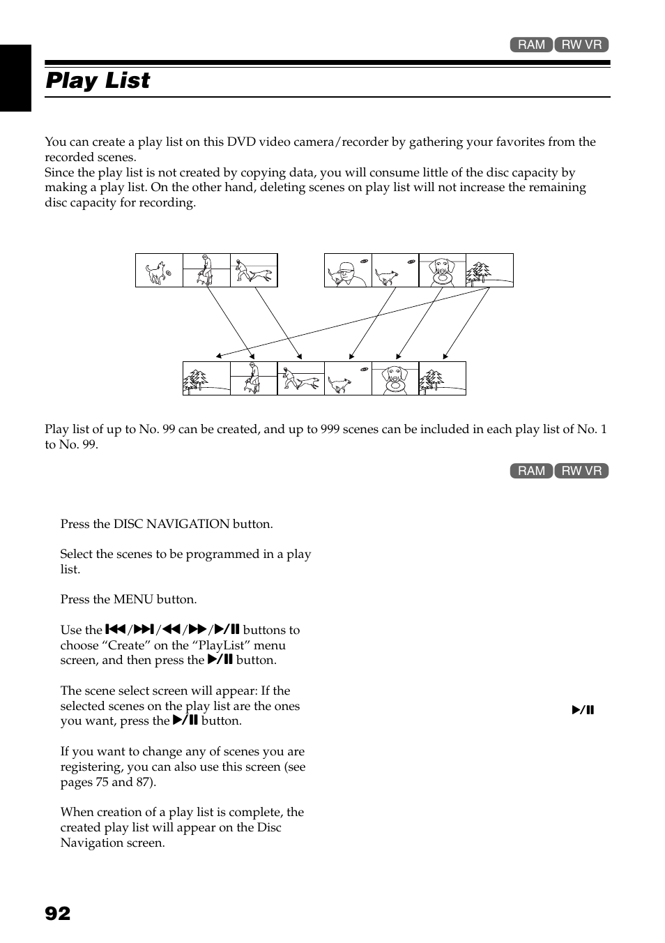 Play list | Hitachi DZ-GX3300A User Manual | Page 92 / 166