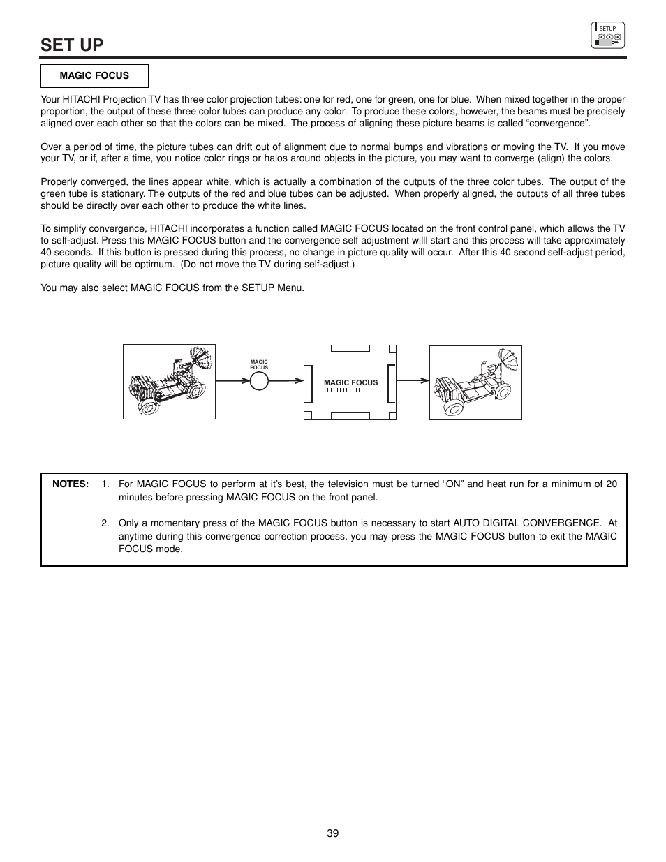 Set up | Hitachi 43FDX15B User Manual | Page 39 / 68