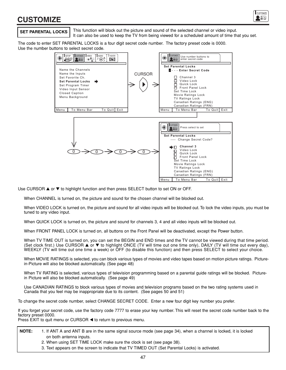 Customize | Hitachi 43FDX15B User Manual | Page 47 / 68