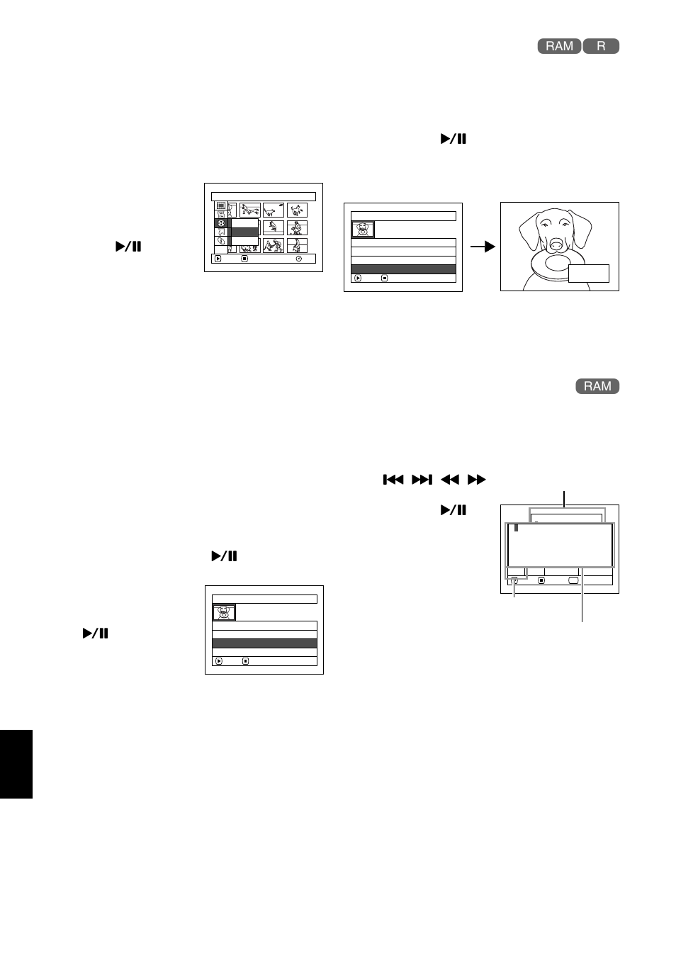 Playing back program (play), Changing title of program (title) | Hitachi DZMV730A User Manual | Page 122 / 190