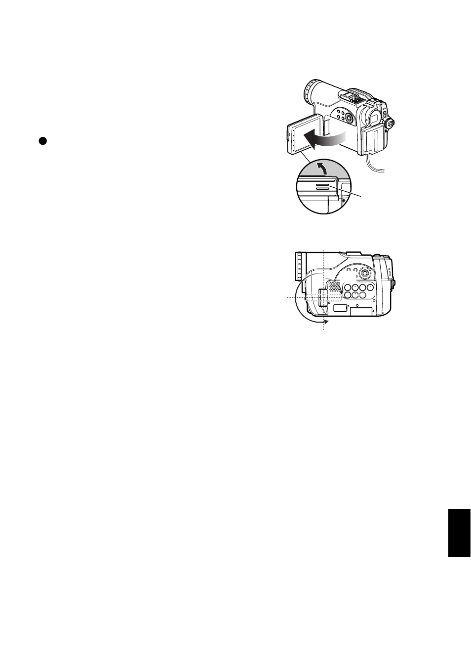 Viewing image on lcd monitor screen, Range where the lcd monitor can be moved | Hitachi DZMV730A User Manual | Page 35 / 190