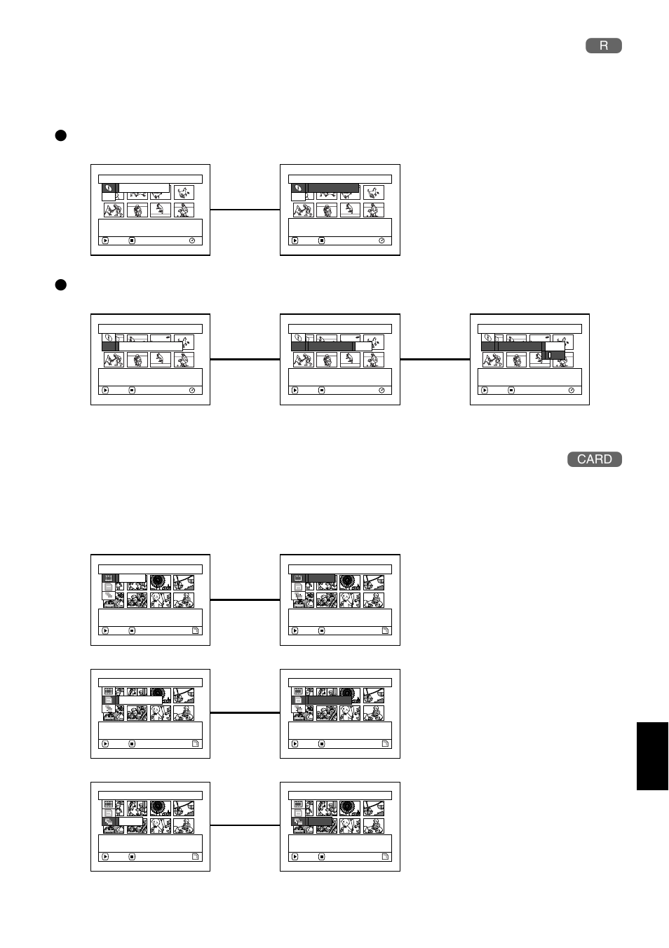 Flow of quick menu (with dvd-r disc), Disc ● others, Flow of quick menu (with card) | English | Hitachi DZMV730A User Manual | Page 71 / 190