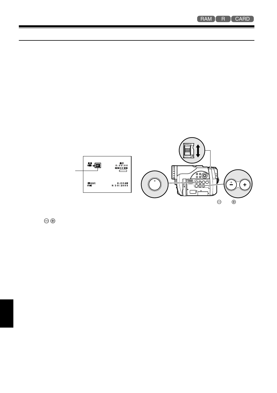 Manually focusing subject, Focusing during recording | Hitachi DZMV730A User Manual | Page 72 / 190